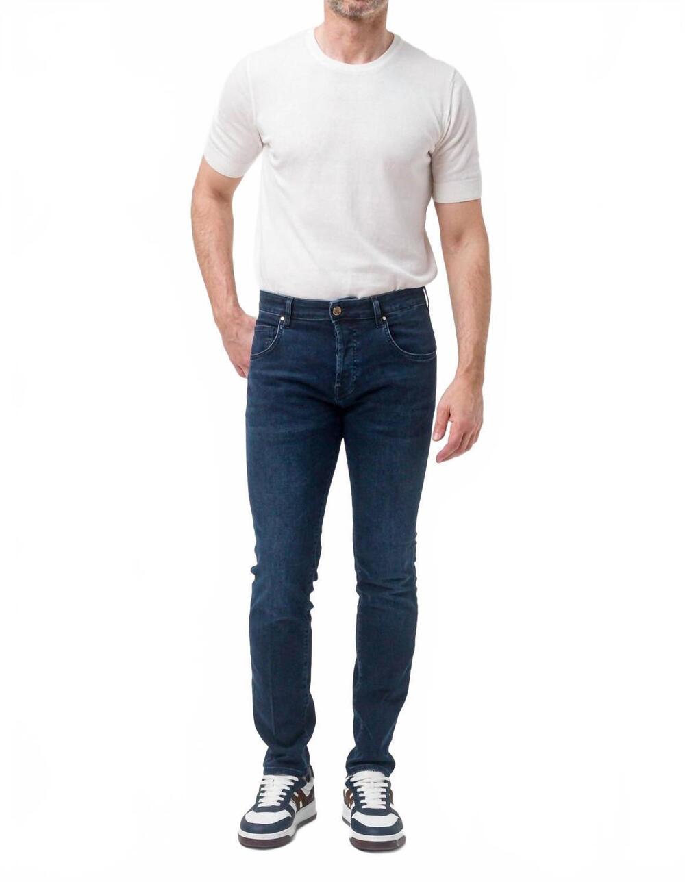 NEW DON THE FULLER men's five pocket jeans in blue denim
